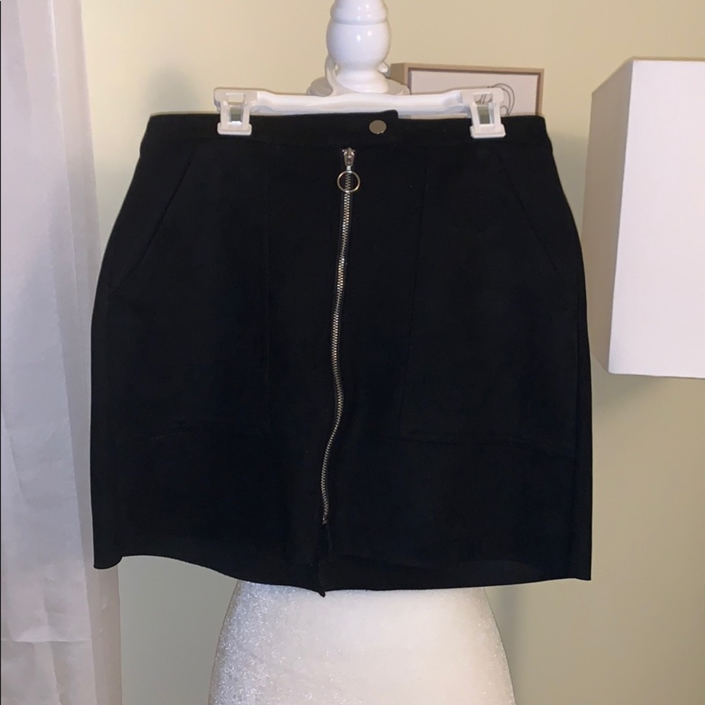 Suede Zippered Mini Skirt